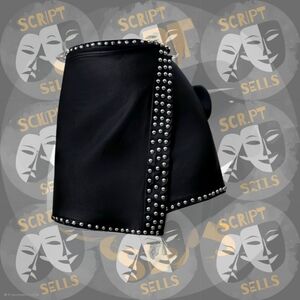 Black studded skort with silver studs.